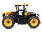 Tracteur jouet Fastrac jaune et noir sur fond blanc.