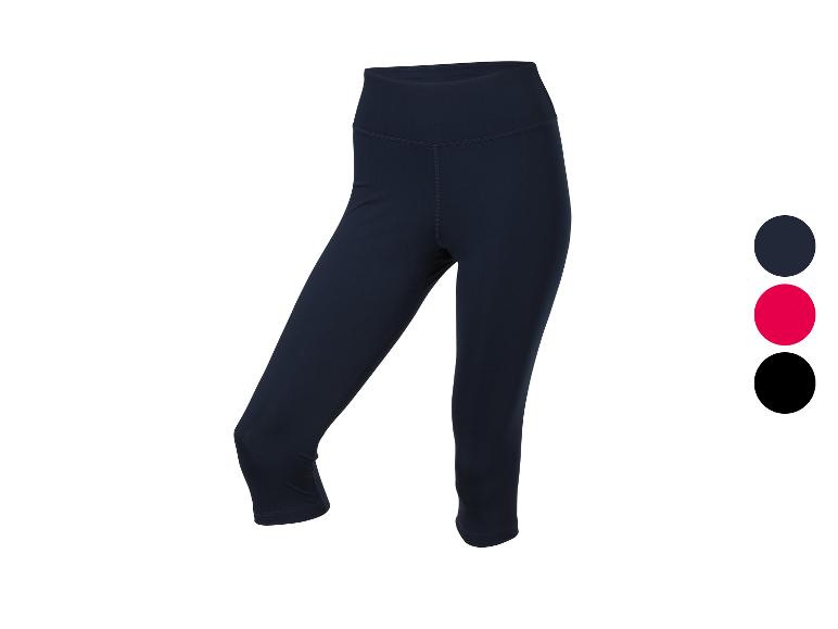 Legging capri bleu foncé pour femme avec options de couleur : bleu foncé, rose et noir.