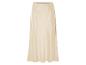 Une jupe en satin beige.