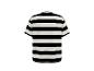 T-shirt rayé noir et blanc à manches courtes, vue de dos.