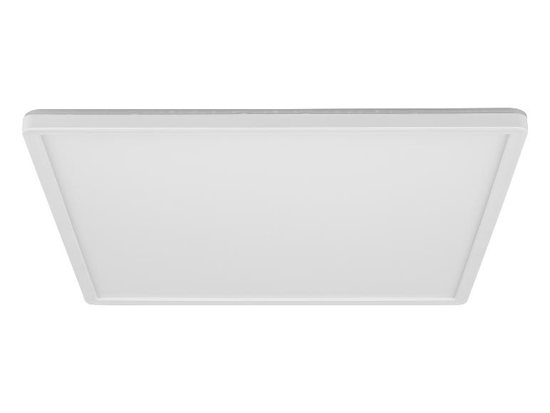 Un plafonnier LED carré avec une finition blanche.