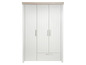 Armoire blanche avec trois portes et un tiroir.