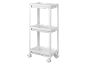 Chariot de rangement en plastique blanc à 3 niveaux avec roulettes