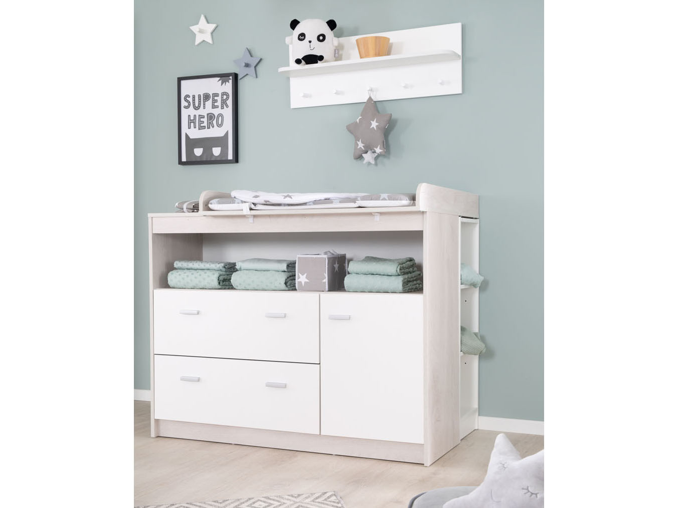 ROBA Commode à langer Julia – 2 tiroirs 1 porte – / Orme lunaire - vue 3