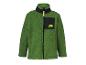 Veste polaire verte pour enfant avec fermeture éclair noire et poche poitrine à motif ours.