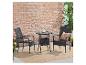 Ensemble bistrot de jardin 3 pièces avec table ronde et deux chaises en rotin noir