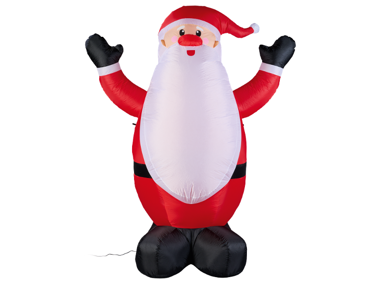 Père Noël gonflable en costume rouge avec barbe blanche
