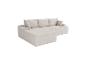 Canapé d'angle en velours côtelé beige avec coussins
