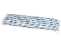 Serpillière en microfibre rayée bleue et blanche.