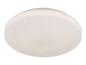 Un plafonnier rond blanc.
