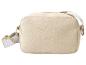 Sac en cuir beige avec bandoulière rayée