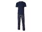 Pyjama homme bleu marine à manches courtes avec pantalon à carreaux.