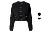 Cardigan noir court avec boutons dorés et fausses poches