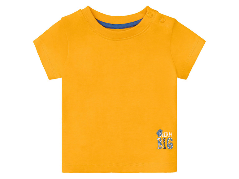 T-shirt jaune à manches courtes pour bébés avec l'inscription 'Dream Big'.