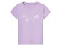 T-shirt mauve pour enfant avec inscription Aloha et motifs floraux.