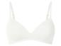 Soutien-gorge blanc sans armatures à bretelles réglables.