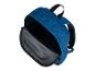 Sac à dos bleu à motif abstrait, ouvert, prêt à être rempli.
