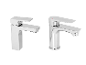 Mitigeurs monocommande LIVARNO® pour lavabo: un angulaire et un rond, chromés.