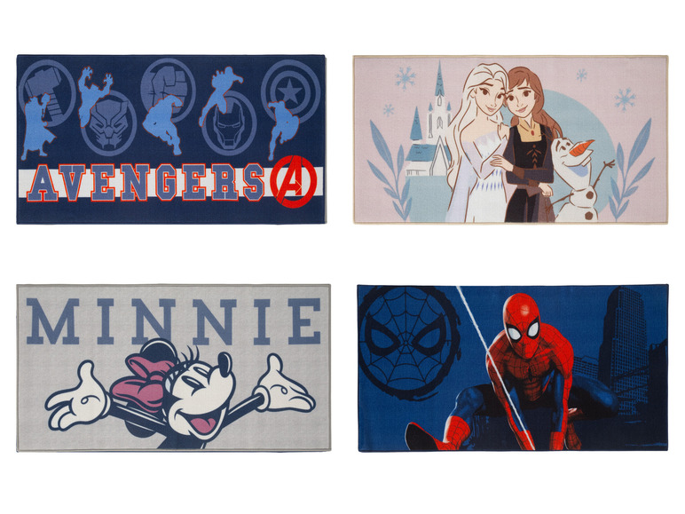 Tapis avec des motifs Avengers, Frozen, Minnie Mouse et Spiderman