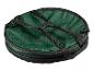Une boîte de rangement pliable verte avec des poignées noires.
