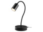 Lampe de bureau flexible noire avec abat-jour cylindrique.