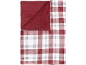 Couverture à carreaux rouges et blancs avec doublure en peluche douce.