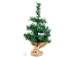 Petit sapin de Noël artificiel dans un sac en toile de jute avec lumières LED