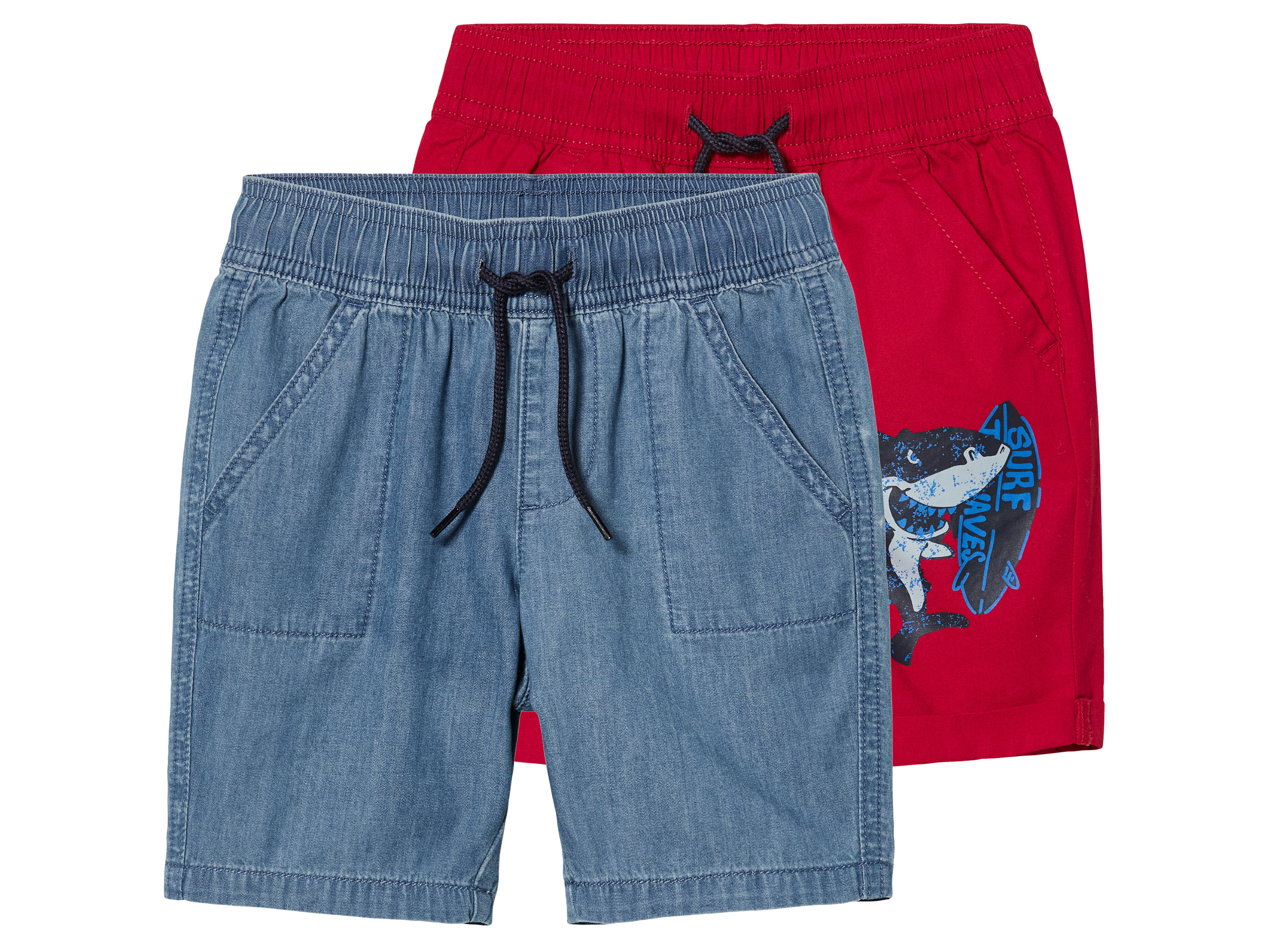 lupilu® Lot de 2 shorts petit garçon (bleu/rouge)