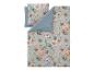 Parure de lit housse de couette et taie d'oreiller à motif floral pastel.