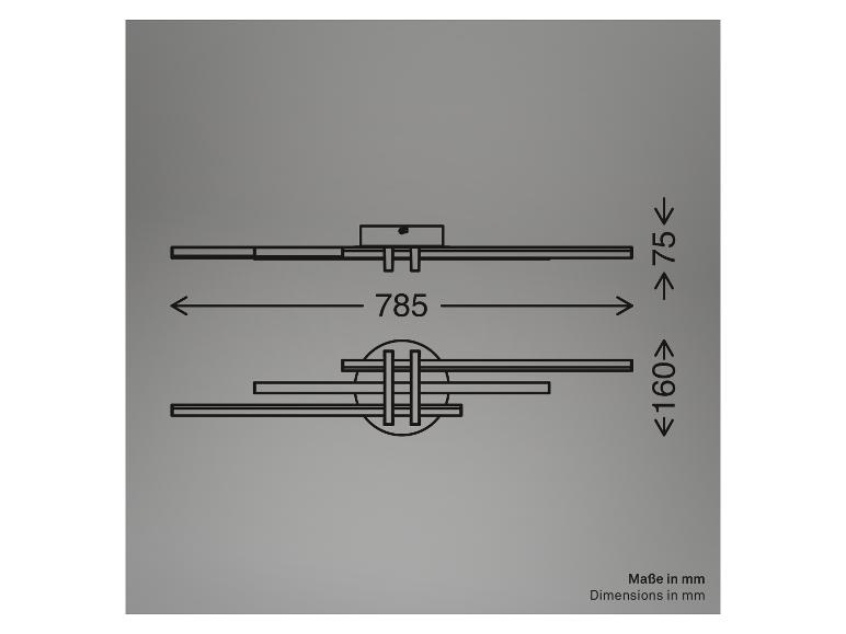 Dessin technique d'un plafonnier avec dimensions en millimètres.