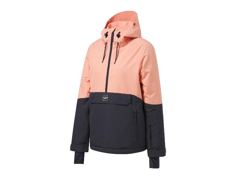 Une veste de ski rose avec une capuche et le logo Mountain Slopes.