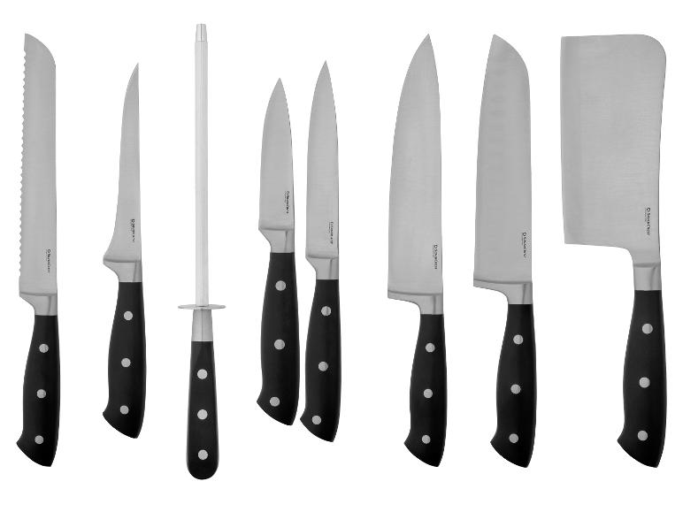 Couteaux Silvercrest : couteau à pain, couteau de chef, couteaux d'office, aiguiseur.