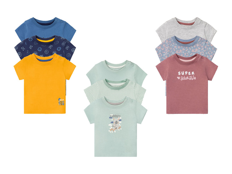 Aller en mode plein écran : lupilu® Lot de 3 t-shirts bébé - Image 1