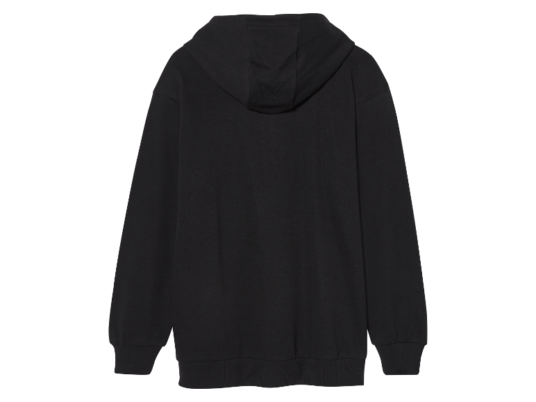 Un sweat-shirt à capuche noir, vue arrière.