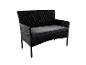 Banc de jardin en rotin noir avec coussin gris