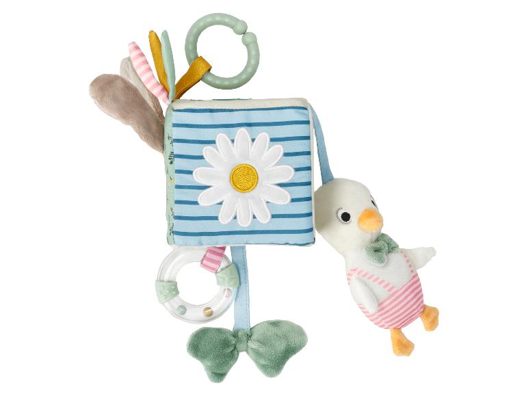 Livre d'activités en tissu pour bébé avec canard en peluche et anneaux de dentition