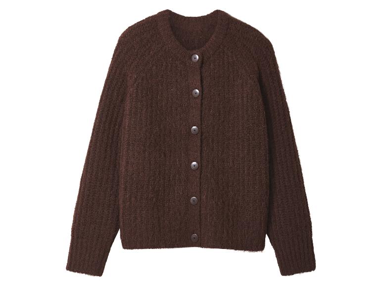 Cardigan marron à manches longues avec boutons.