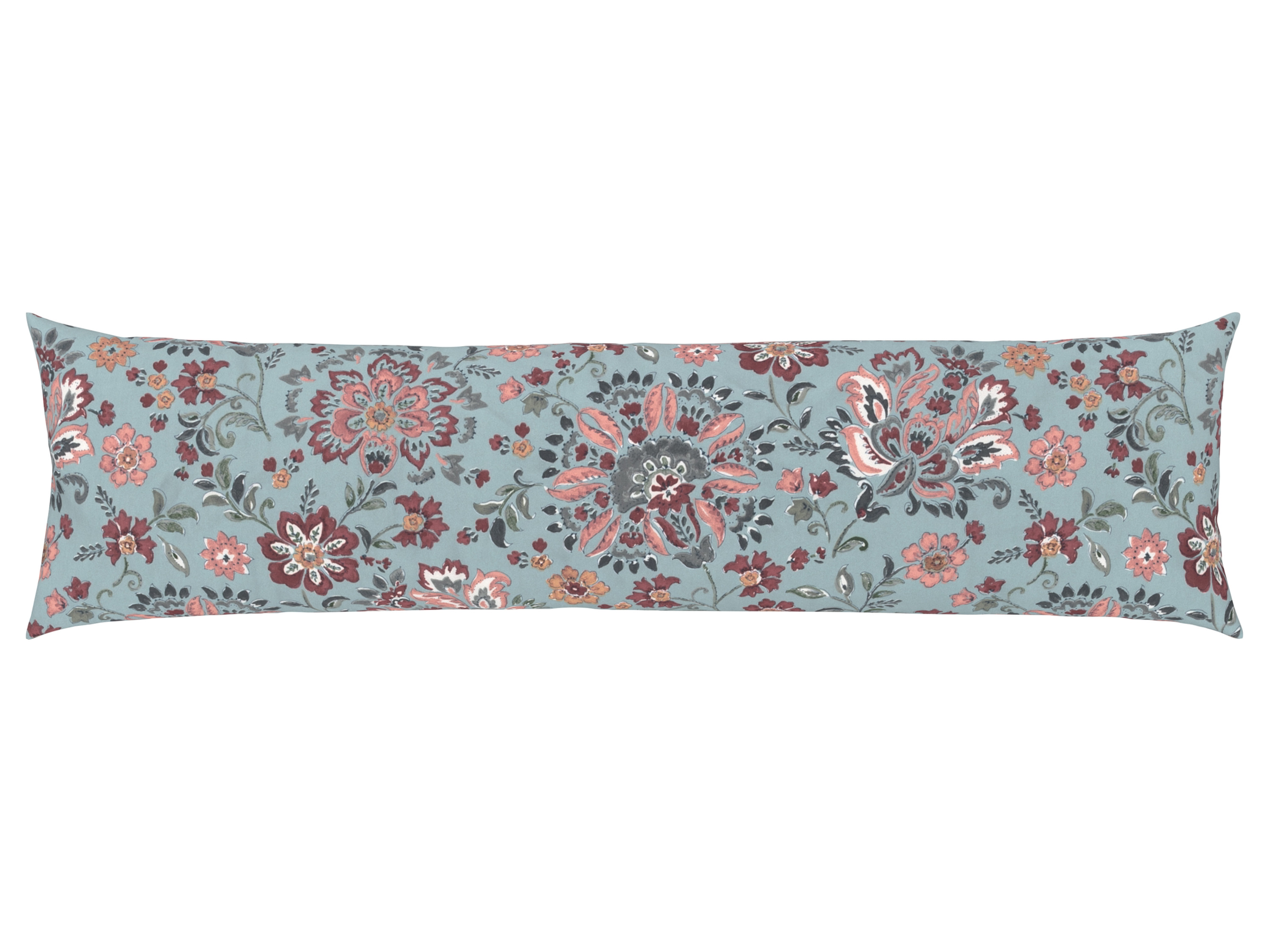 LIVARNO home Taie de traversin en satin microfibre, 40 x 145 cm (fleurs menthe)