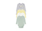 Ensemble de quatre bodys à manches longues pour bébés, dont un avec l'inscription 'Love'.