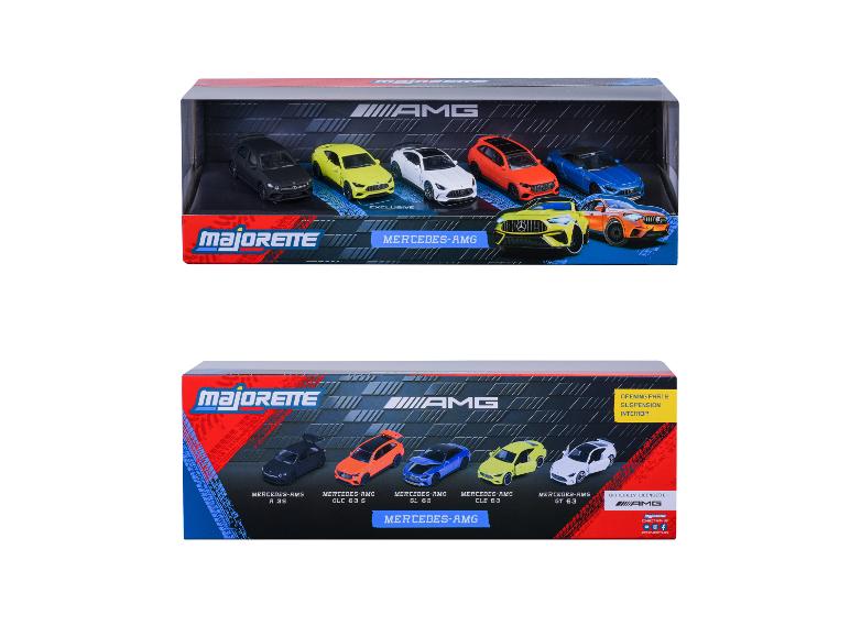 Ensemble de voitures jouets Majorette Mercedes-AMG, avec 6 modèles différents.