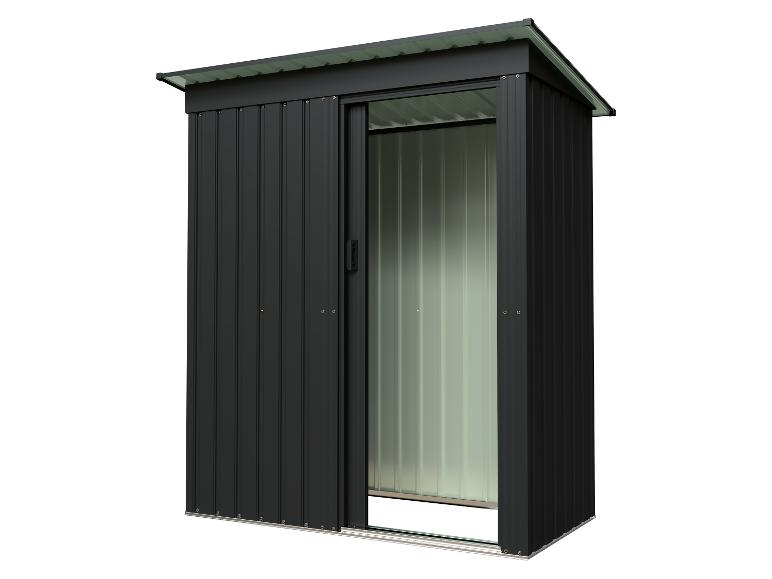 Abri de jardin métallique noir avec porte coulissante