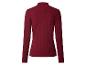 Pull rouge à col montant et manches longues pour femme.