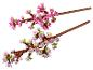 Deux branches de fleurs de cerisier construites avec des briques LEGO, une rose et une blanche.