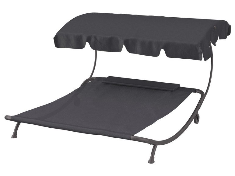 Aller en mode plein écran : LIVARNO home Chaise longue double avec pare-soleil, 200 x 200 cm, anthracite - Image 1