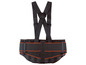 Ceinture lombaire noire avec ceinture large et bretelles.