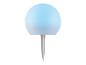 Lampe solaire sphérique bleue pour jardin.