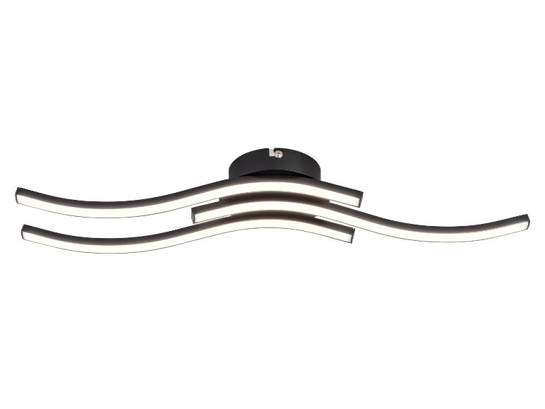 Plafonnier noir avec trois barres lumineuses LED ondulées