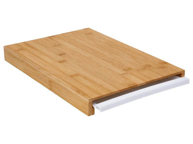 Planche à découper en bambou avec tiroir blanc coulissant