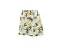 Short blanc avec motif de citrons jaunes et de fleurs bleues.