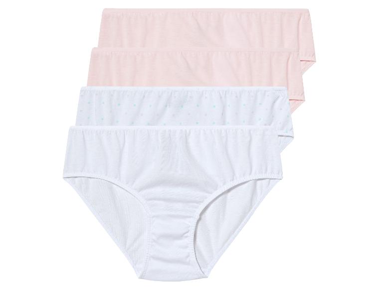 Trois paires de culottes : deux roses et une à pois.